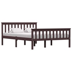 Cadre de lit sans matelas marron foncé pin massif 140x200 cm 