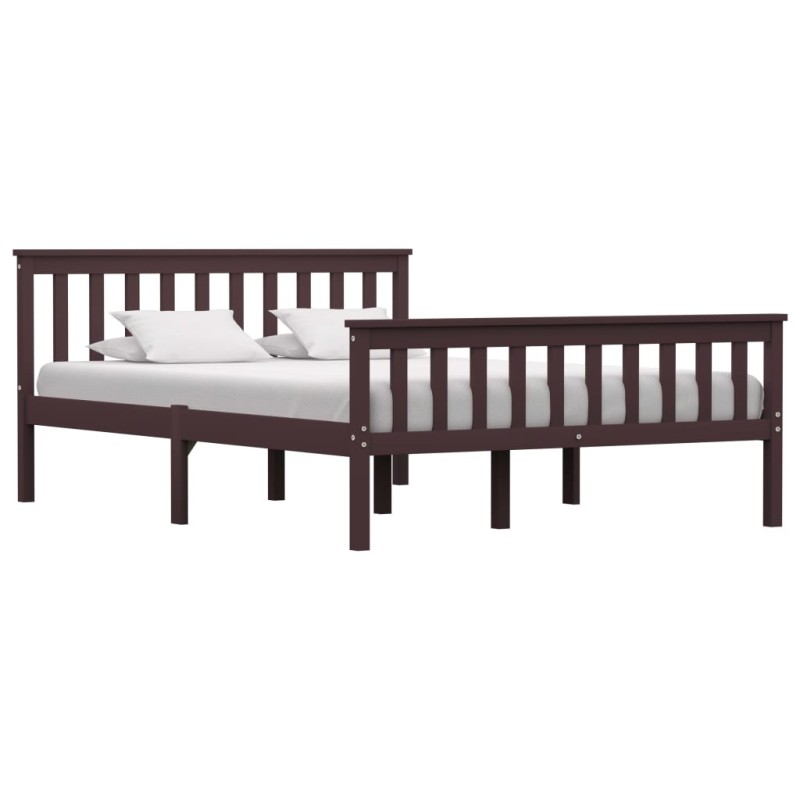 Cadre de lit sans matelas marron foncé pin massif 140x200 cm Cadre de lit sans matelas marron foncé pin massif 140x200 cm