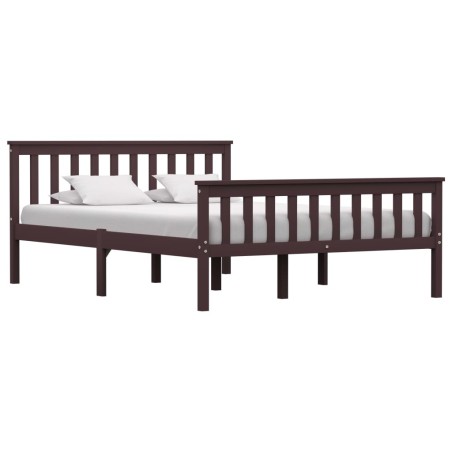 Cadre de lit sans matelas marron foncé pin massif 140x200 cm 
