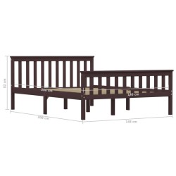 Cadre de lit sans matelas marron foncé pin massif 140x200 cm 
