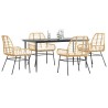 Ensemble à manger jardin coussins 5pcs marron poly rotin verre 