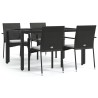 Ensemble à manger de jardin coussins 5pcs Noir Résine tressée 