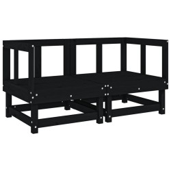 Salon de jardin 6 pcs Noir Bois de pin massif 