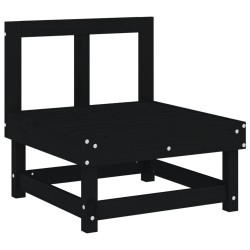Salon de jardin 6 pcs Noir Bois de pin massif 