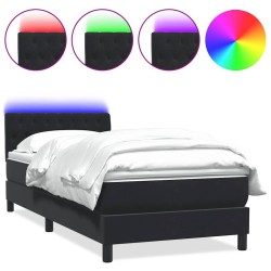 Sommier à lattes de lit avec matelas noir 100x210 cm velours 