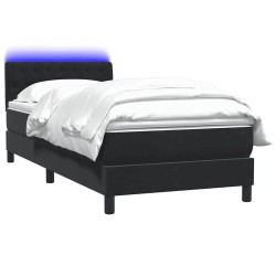Sommier à lattes de lit avec matelas noir 100x210 cm velours 
