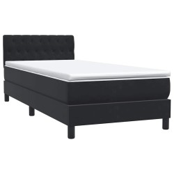 Sommier à lattes de lit avec matelas noir 100x210 cm velours 