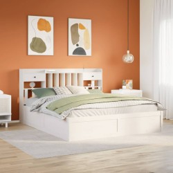 Cadre de lit sans matelas blanc 180x200 cm bois massif de pin 