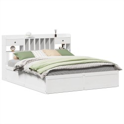 Cadre de lit sans matelas blanc 180x200 cm bois massif de pin 