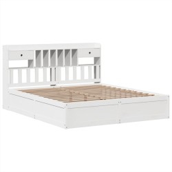 Cadre de lit sans matelas blanc 180x200 cm bois massif de pin 