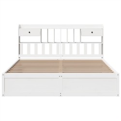 Cadre de lit sans matelas blanc 180x200 cm bois massif de pin 