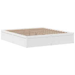 Cadre de lit sans matelas blanc 180x200 cm bois massif de pin 