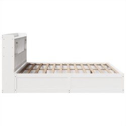 Cadre de lit sans matelas blanc 180x200 cm bois massif de pin 