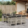 Ensemble à manger de jardin et coussins 7 pcs gris clair rotin 