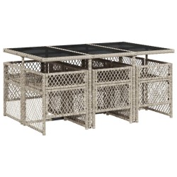 Ensemble à manger de jardin et coussins 7 pcs gris clair rotin 