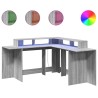 Bureau et lumières LED sonoma gris 152x152x91cm bois ingénierie 