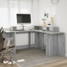 Bureau et lumières LED sonoma gris 152x152x91cm bois ingénierie 