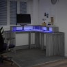 Bureau et lumières LED sonoma gris 152x152x91cm bois ingénierie 