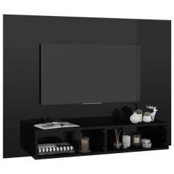 Meuble TV mural Noir brillant 120x23,5x90 cm Bois d’ingénierie 