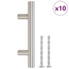Poignées d'armoire 10 pcs argenté 64 mm acier inoxydable 