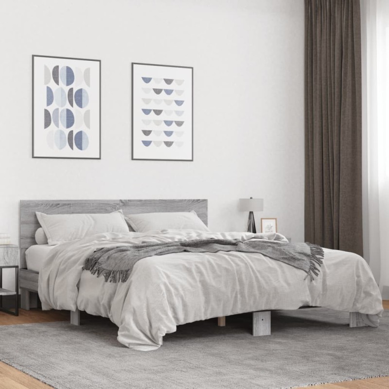 Cadre de lit sans matelas sonoma gris 160x200 cm 