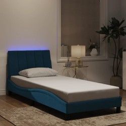 Cadre de lit avec LED sans matelas bleu 80x200 cm velours 