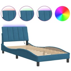 Cadre de lit avec LED sans matelas bleu 80x200 cm velours 
