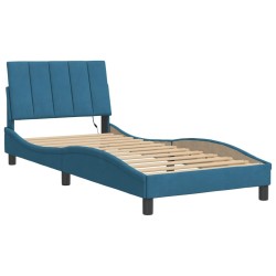 Cadre de lit avec LED sans matelas bleu 80x200 cm velours 