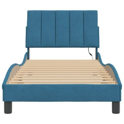 Cadre de lit avec LED sans matelas bleu 80x200 cm velours 
