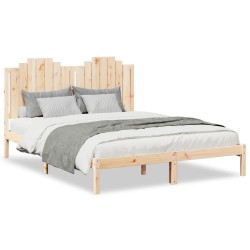 Cadre de lit extra long sans matelas 140x220 cm bois massif 