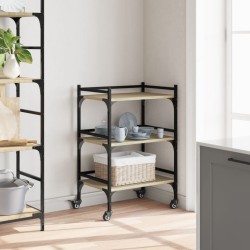 Chariot de cuisine chêne sonoma 50x35x75,5 cm bois d'ingénierie 