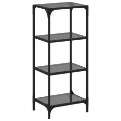 Étagère de rangement avec dessus en verre noir 40x30x95cm acier 