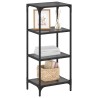 Étagère de rangement avec dessus en verre noir 40x30x95cm acier 