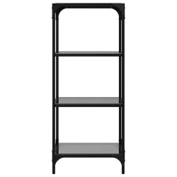 Étagère de rangement avec dessus en verre noir 40x30x95cm acier 