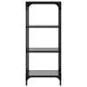 Étagère de rangement avec dessus en verre noir 40x30x95cm acier 
