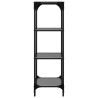 Étagère de rangement avec dessus en verre noir 40x30x95cm acier 