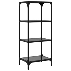 Étagère de rangement avec dessus en verre noir 40x30x95cm acier 