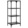 Étagère de rangement avec dessus en verre noir 40x30x95cm acier 