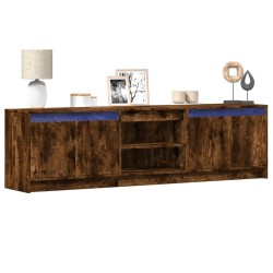 Meuble TV avec LED chêne fumé 180x34x50 cm bois d'ingénierie 
