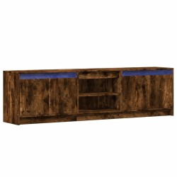 Meuble TV avec LED chêne fumé 180x34x50 cm bois d'ingénierie 
