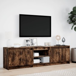 Meuble TV avec LED chêne fumé 180x34x50 cm bois d'ingénierie 