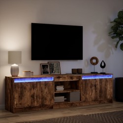 Meuble TV avec LED chêne fumé 180x34x50 cm bois d'ingénierie 