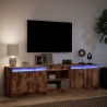 Meuble TV avec LED chêne fumé 180x34x50 cm bois d'ingénierie 