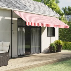 Tissu de remplacement de cantonnière d’auvent rouge blanc 4 m 