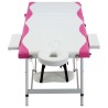 Table de massage pliable 3 zones Aluminium Blanc et rose 