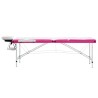 Table de massage pliable 3 zones Aluminium Blanc et rose 