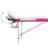 Table de massage pliable 3 zones Aluminium Blanc et rose 