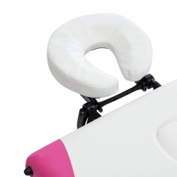 Table de massage pliable 3 zones Aluminium Blanc et rose 