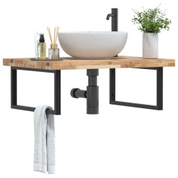 Étagère de vasque murale acier et bois massif d'acacia 