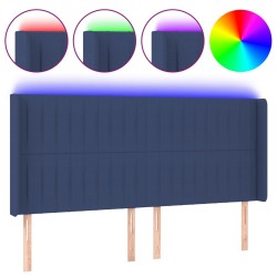 Tête de lit à LED Bleu 163x16x118/128 cm Tissu 